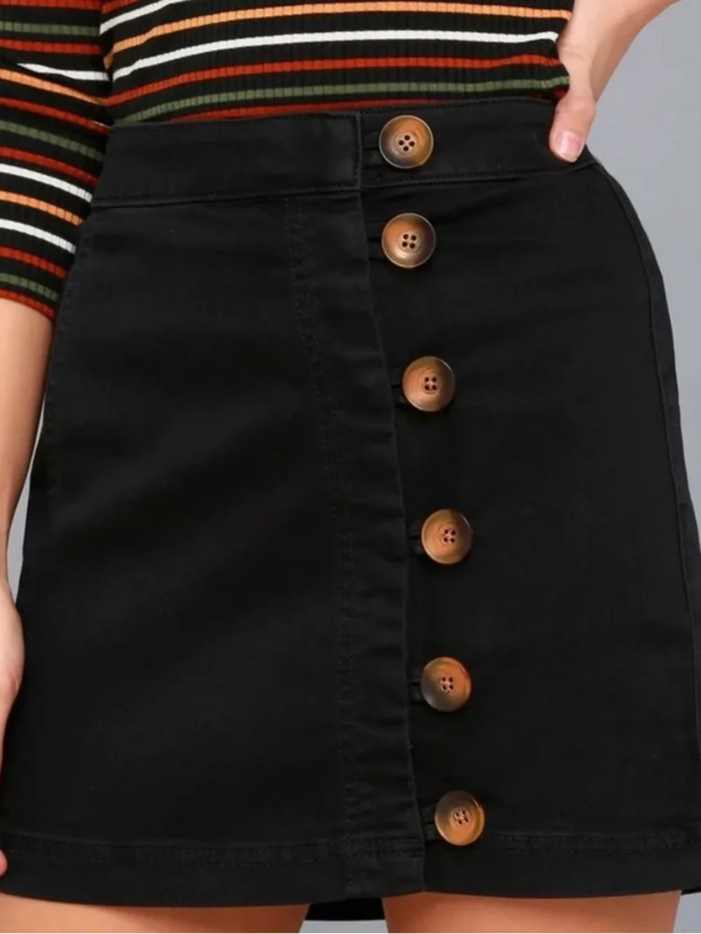 Free People Little Daisy Mini Skirt | Women's Small | Black Cotton Button Front